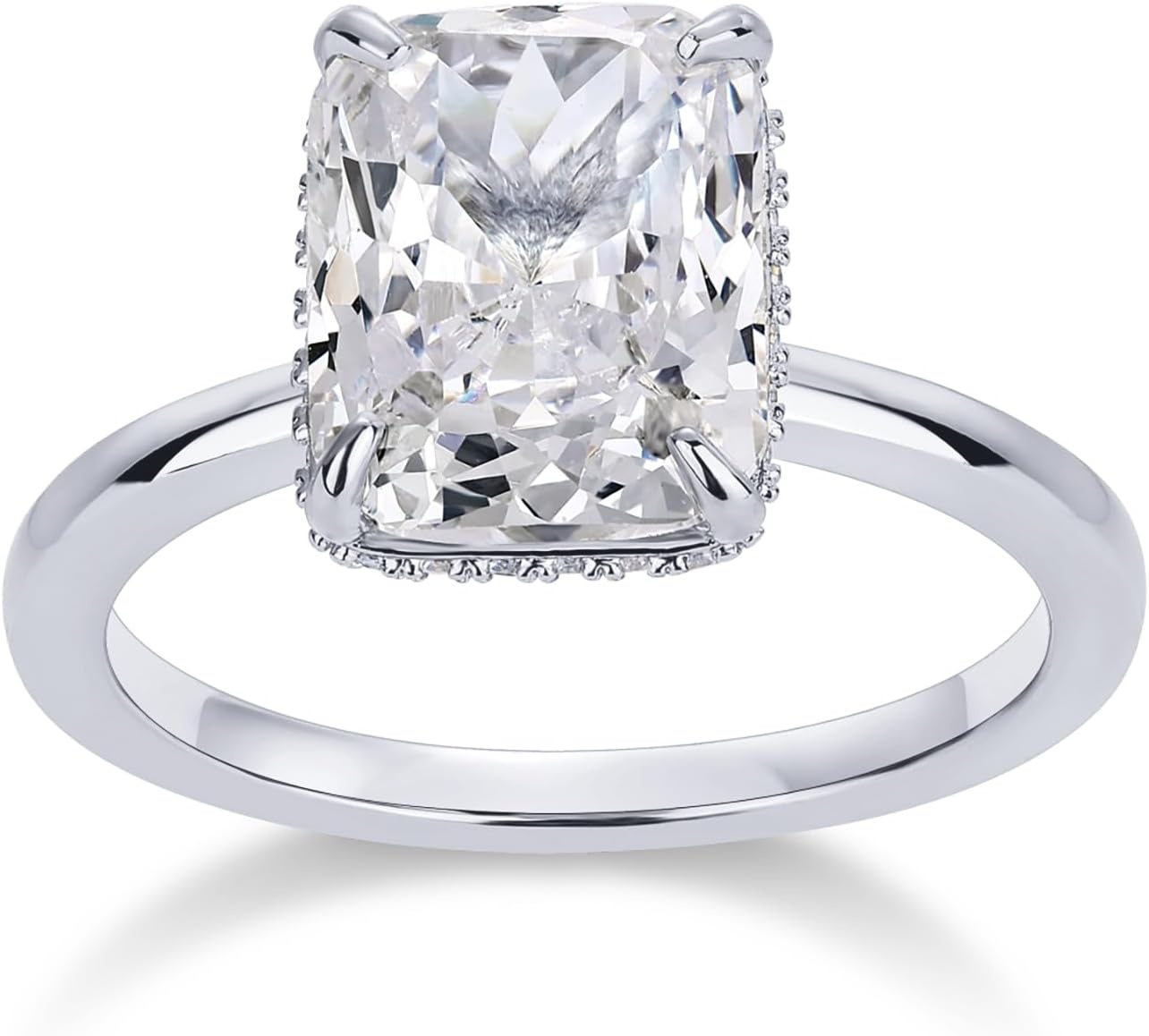 image:imagePAVOI 14K Gold Plated 35CT Square Radiant Cubic Zirconia Engagement and Promise Ring for Women Hidden Halo RingWhite Gold