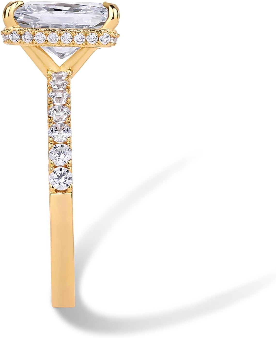image:imagePAVOI 14K Gold Plated 35CT Square Radiant Cubic Zirconia Engagement and Promise Ring for Women Hidden Halo RingYellow Gold