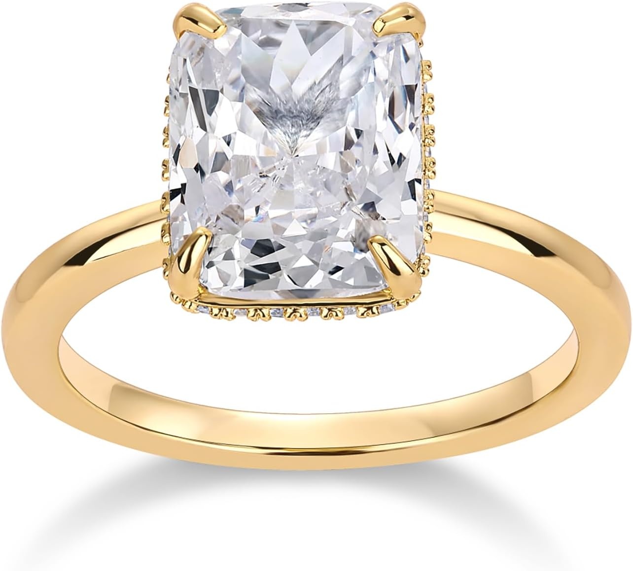 image:imagePAVOI 14K Gold Plated 35CT Square Radiant Cubic Zirconia Engagement and Promise Ring for Women Hidden Halo RingYellow Gold
