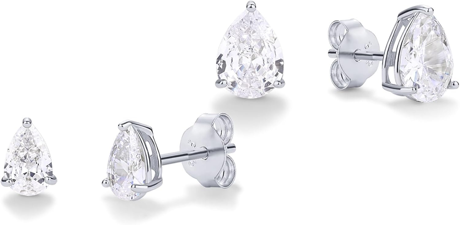 image:imagePAVOI 14K Gold Plated 925 Sterling Silver Cubic Zirconia Stud Earrings for Women Simulated Diamond CZ EarringsWhite Gold