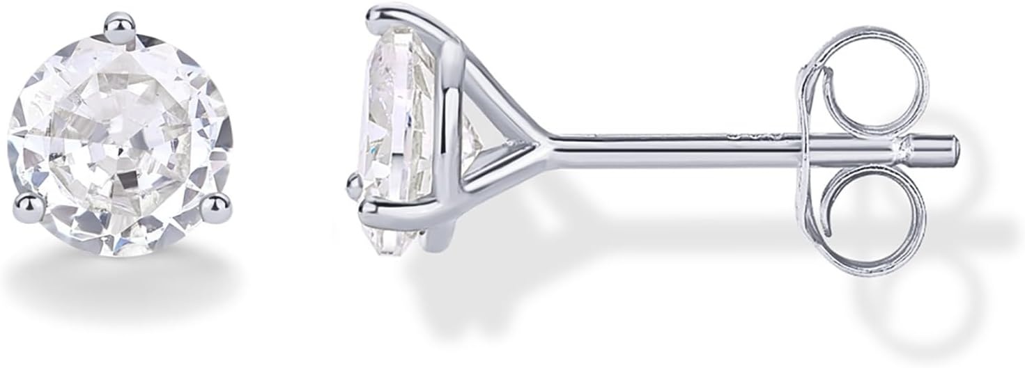 image:imagePAVOI 14K Gold Plated 925 Sterling Silver Cubic Zirconia Stud Earrings for Women Simulated Diamond CZ EarringsWhite Gold