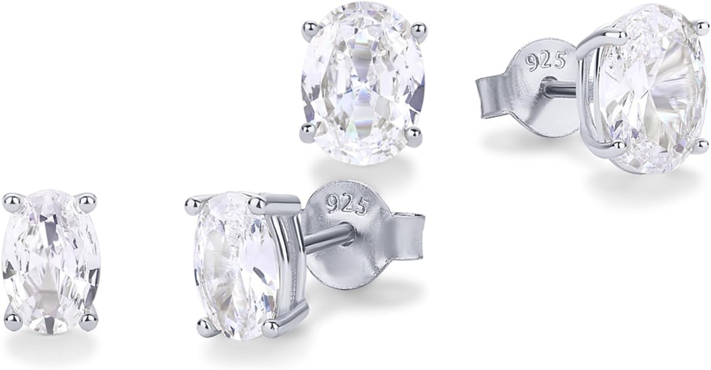 image:imagePAVOI 14K Gold Plated 925 Sterling Silver Cubic Zirconia Stud Earrings for Women Simulated Diamond CZ EarringsWhite Gold
