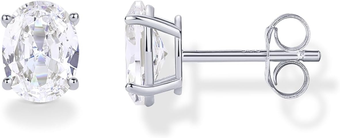 image:imagePAVOI 14K Gold Plated 925 Sterling Silver Cubic Zirconia Stud Earrings for Women Simulated Diamond CZ EarringsWhite Gold