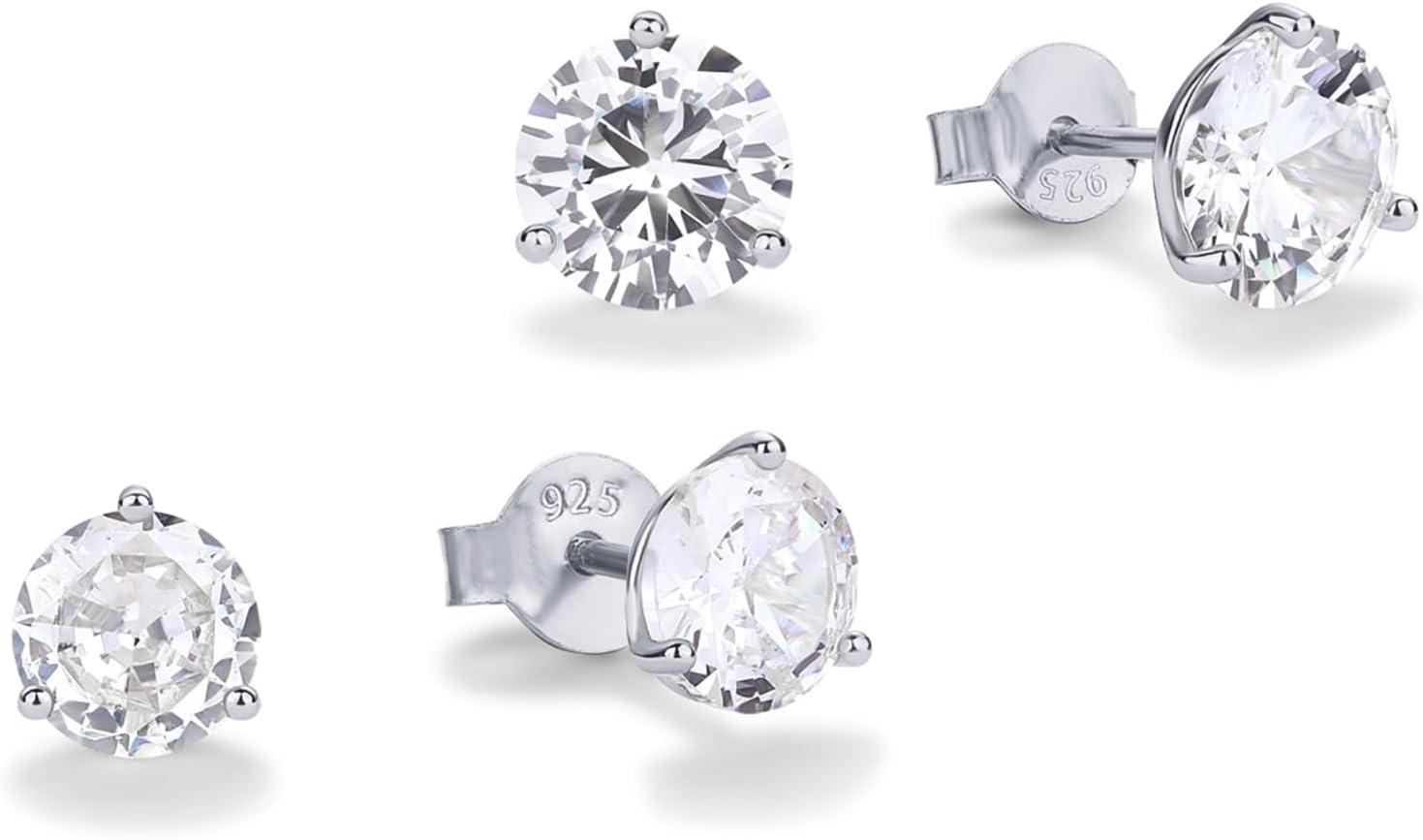 image:imagePAVOI 14K Gold Plated 925 Sterling Silver Cubic Zirconia Stud Earrings for Women Simulated Diamond CZ EarringsWhite Gold