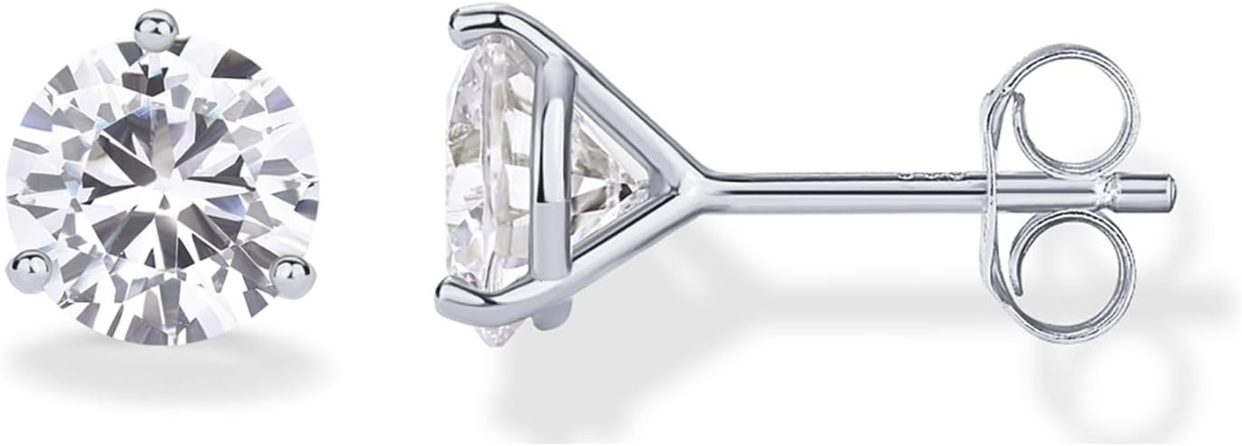 image:imagePAVOI 14K Gold Plated 925 Sterling Silver Cubic Zirconia Stud Earrings for Women Simulated Diamond CZ EarringsWhite Gold
