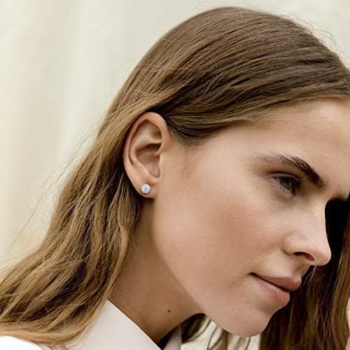 image:imagePAVOI 14K Gold Plated 925 Sterling Silver Post Brilliant Round Faux Diamond Halo Earrings Premium Cubic ZirconiaWhite Gold