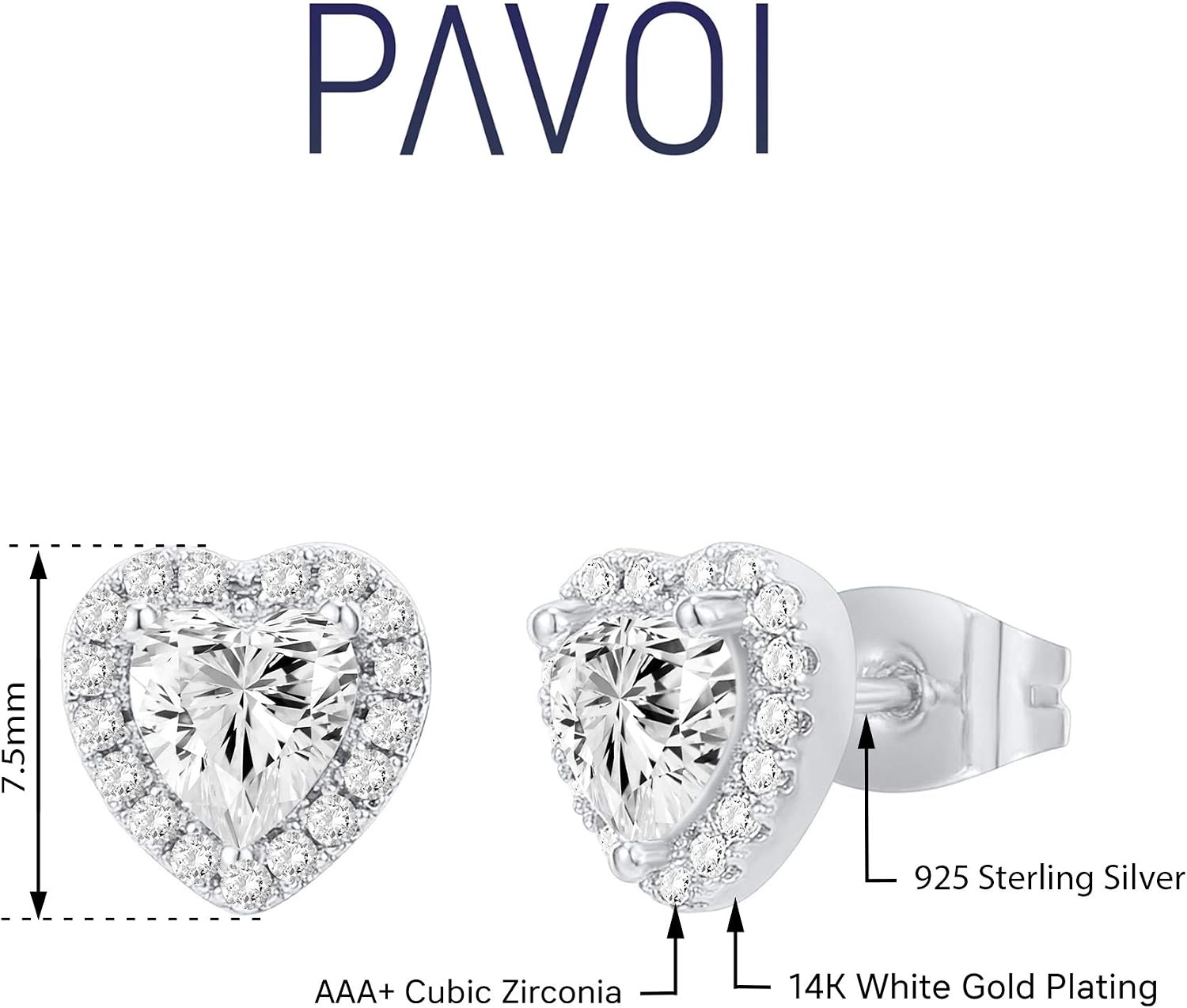 image:imagePAVOI 14K Gold Plated 925 Sterling Silver Post Brilliant Round Faux Diamond Halo Earrings Premium Cubic ZirconiaWhite Gold
