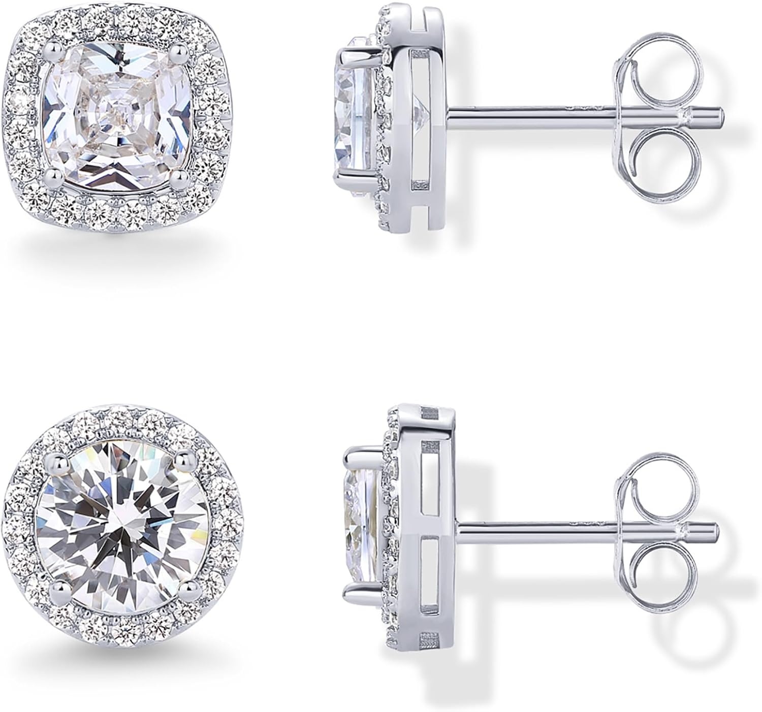 image:imagePAVOI 14K Gold Plated 925 Sterling Silver Post Brilliant Round Faux Diamond Halo Earrings Premium Cubic ZirconiaWhite Gold
