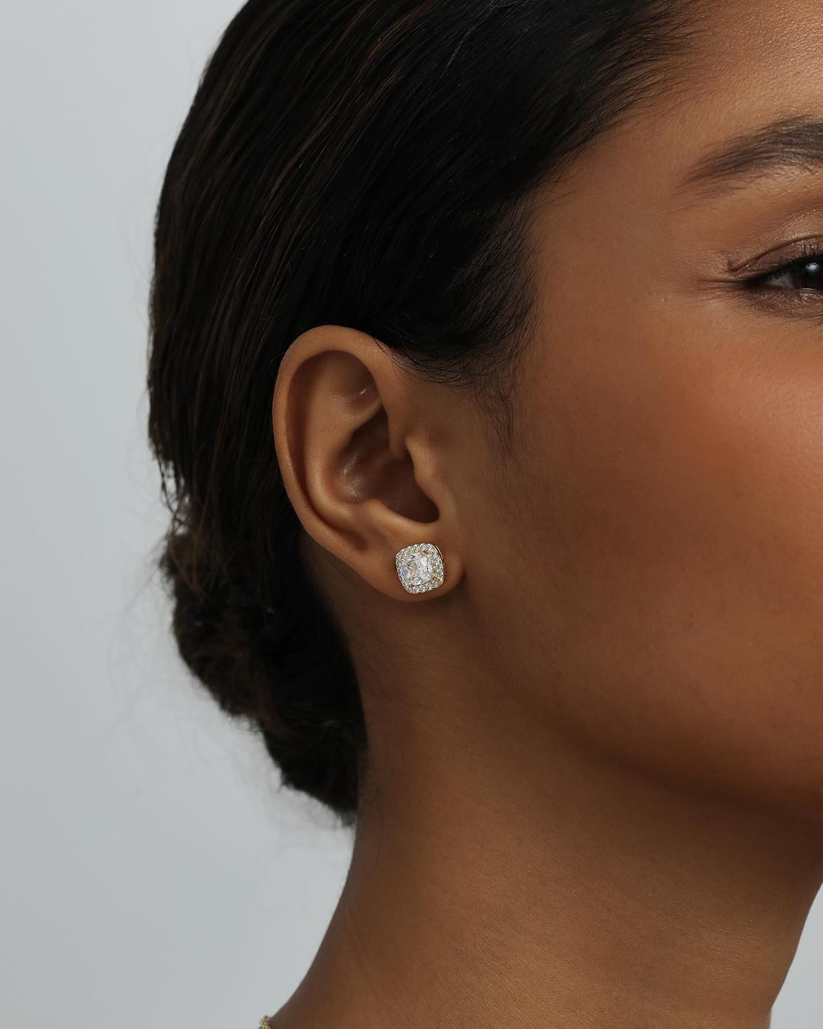 image:imagePAVOI 14K Gold Plated 925 Sterling Silver Post Brilliant Round Faux Diamond Halo Earrings Premium Cubic ZirconiaYellow Gold