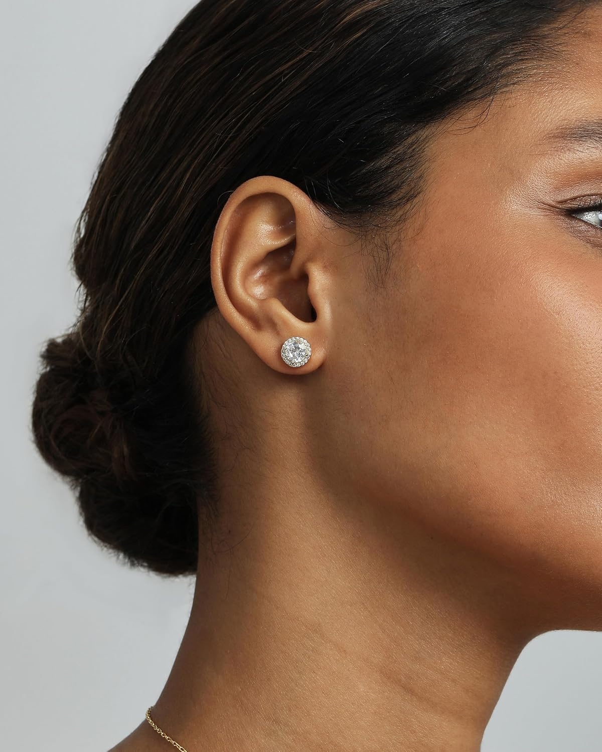 image:imagePAVOI 14K Gold Plated 925 Sterling Silver Post Brilliant Round Faux Diamond Halo Earrings Premium Cubic ZirconiaYellow Gold