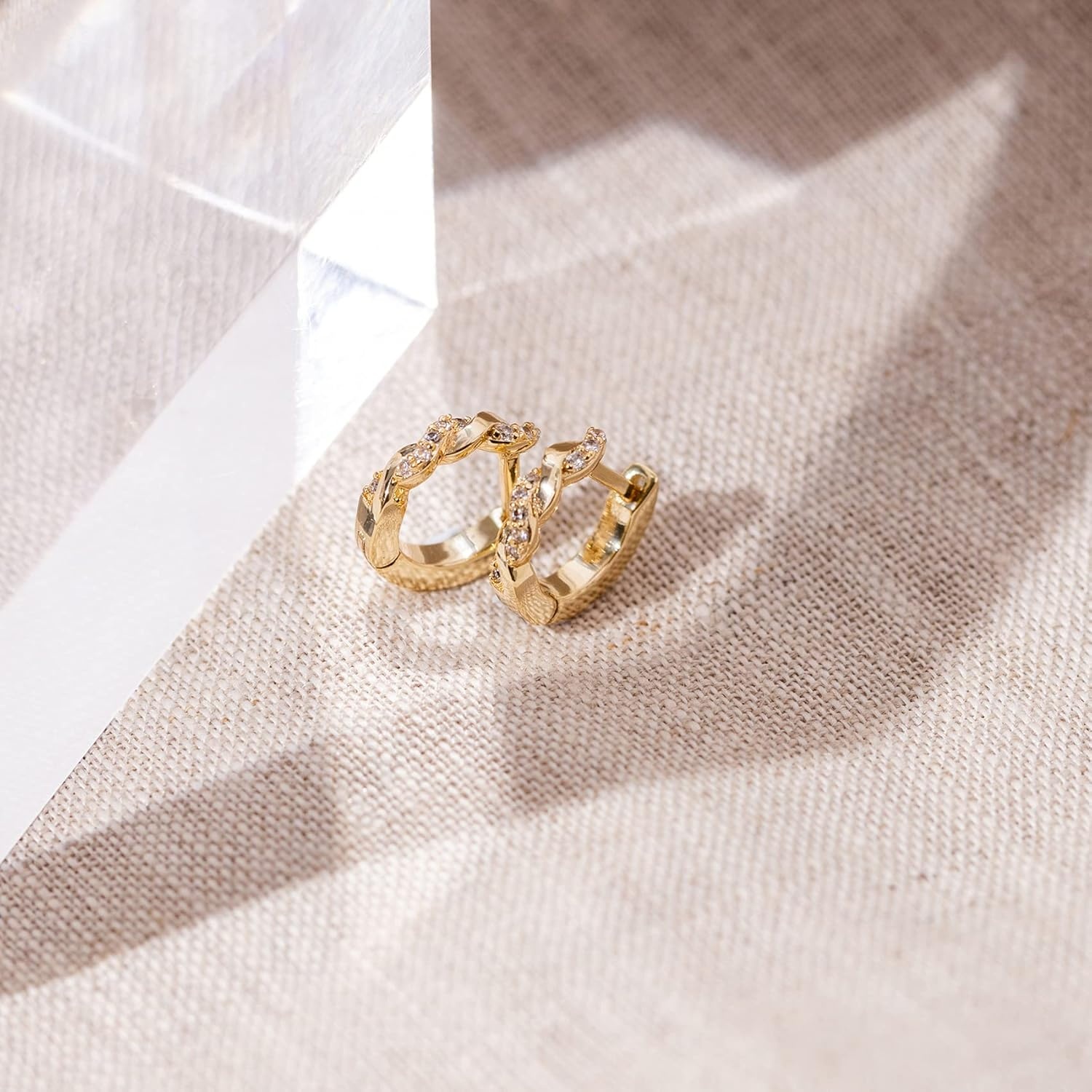image:imagePAVOI 14K Gold Plated 925 Sterling Silver Post Cubic Zirconia Huggie Earrings Gold Hoop Earrings for Women CZ Stud Cuff EarringYellow Gold