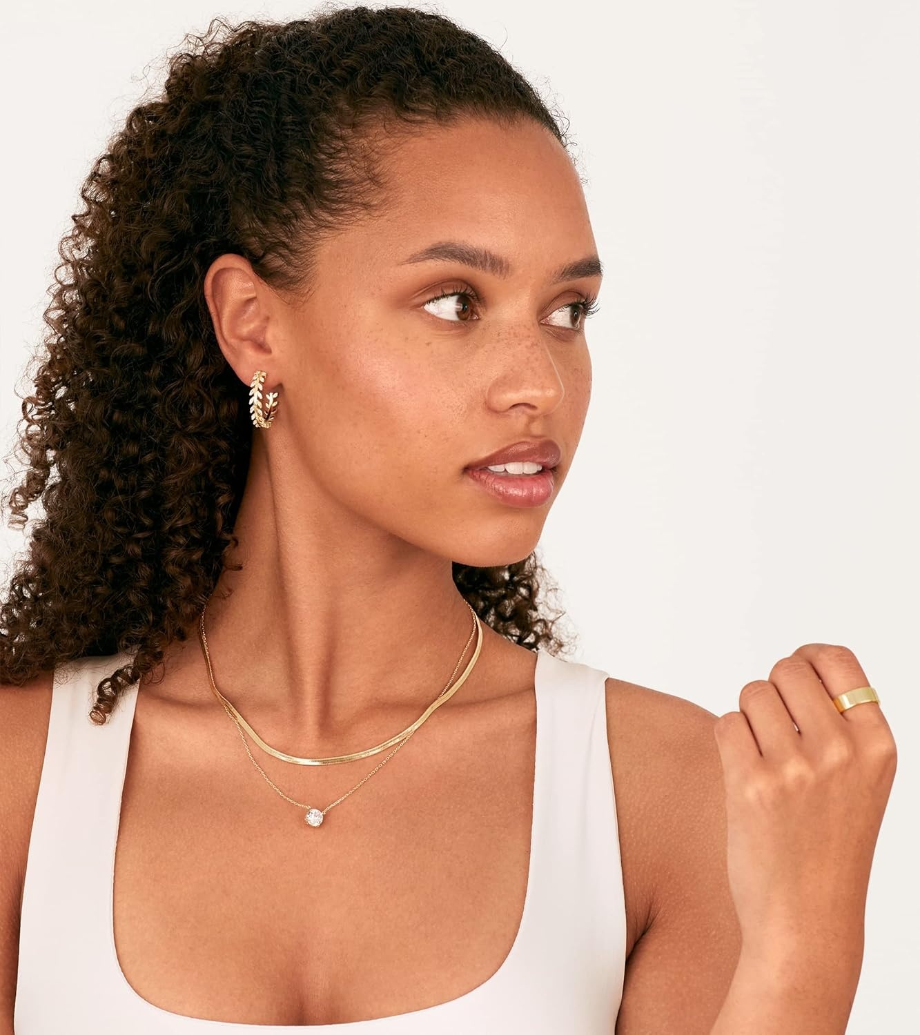 image:imagePAVOI 14K Gold Plated 925 Sterling Silver Post Cubic Zirconia Leaf Hoop Earrings Gold Hoop Earrings for WomenWhite Gold
