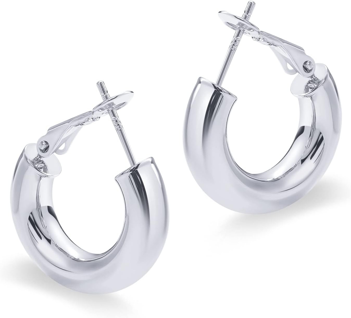 image:imagePAVOI 14K Gold Plated 925 Sterling Silver Post Hoops Lightweight Chunky Hoops Huggies Thick Gold Hoop Earrings for Women200 Millimeters