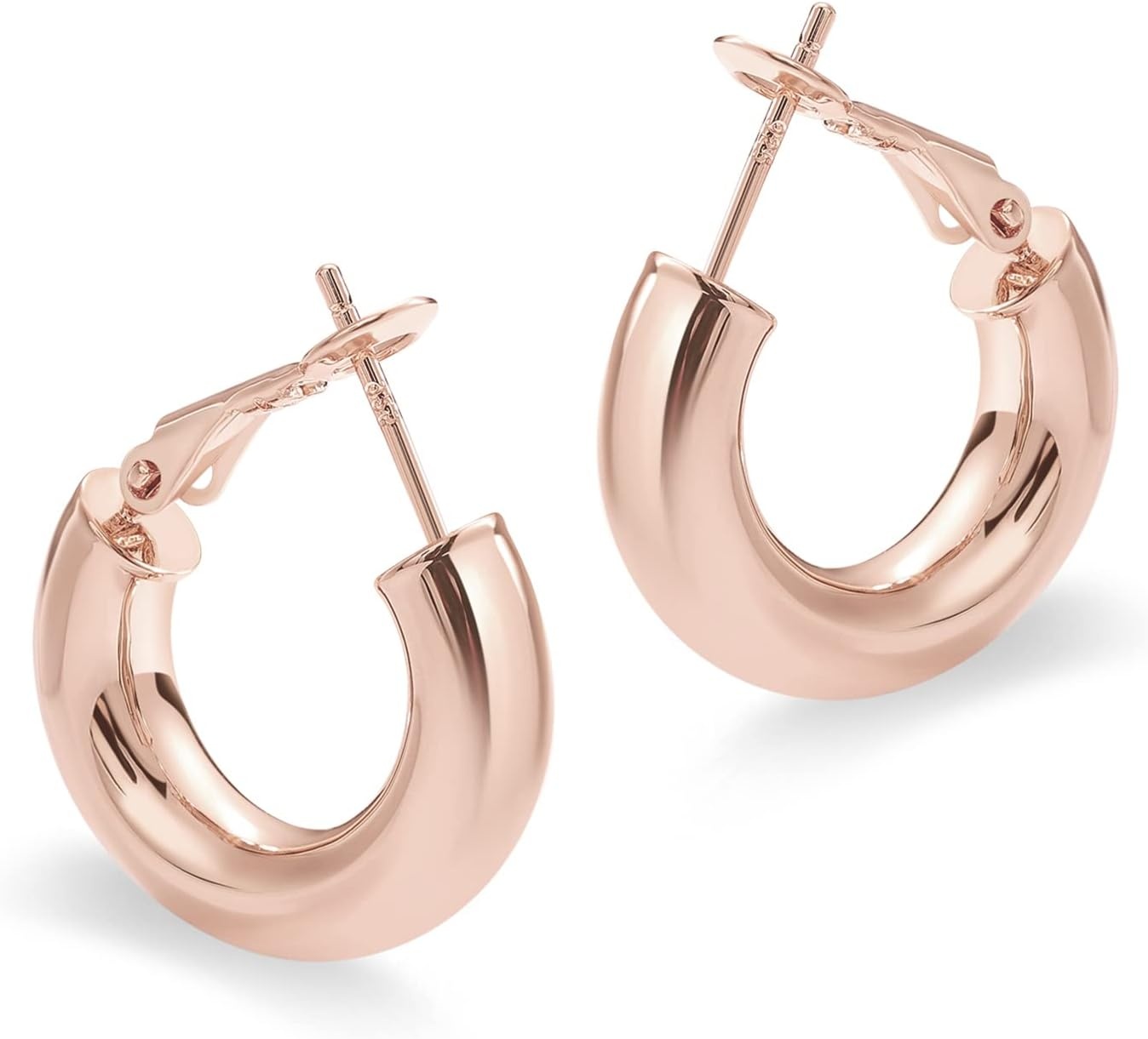 image:imagePAVOI 14K Gold Plated 925 Sterling Silver Post Hoops Lightweight Chunky Hoops Huggies Thick Gold Hoop Earrings for Women200 Millimeters