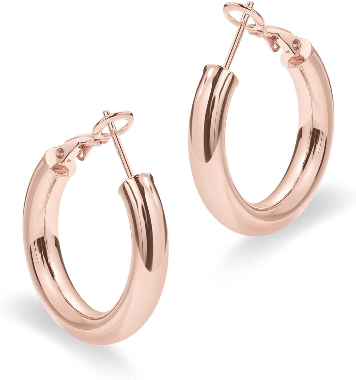 image:imagePAVOI 14K Gold Plated 925 Sterling Silver Post Hoops Lightweight Chunky Hoops Huggies Thick Gold Hoop Earrings for Women300 Millimeters