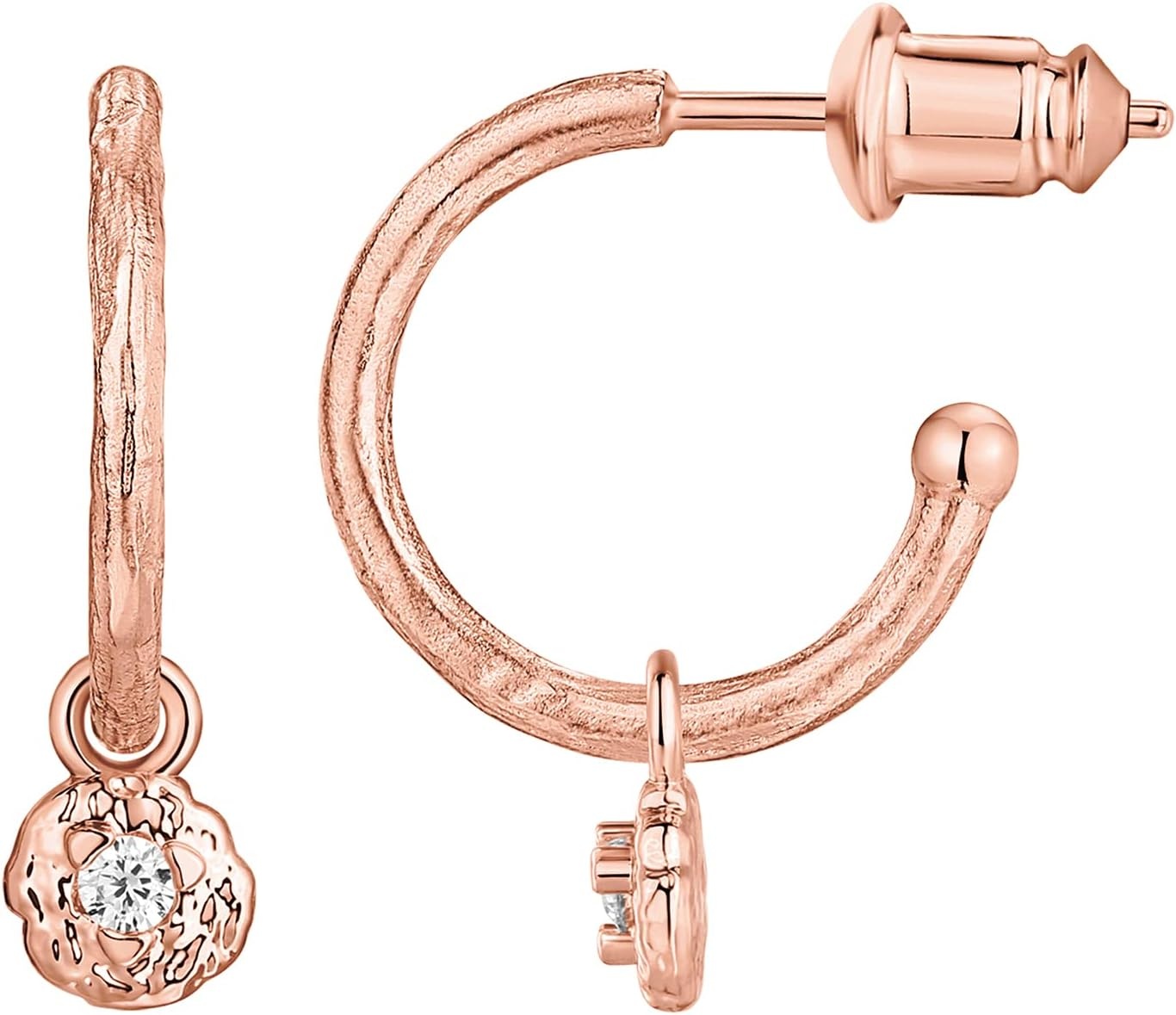 image:imagePAVOI 14K Gold Plated 925 Sterling Silver Post Huggie With Dangle Butterfly Evil Eye Hamsa Pearl Hoop Earring For Women Trendy Dangle Hoop EarringsRose Gold