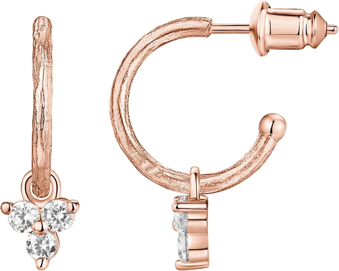 image:imagePAVOI 14K Gold Plated 925 Sterling Silver Post Huggie With Dangle Butterfly Evil Eye Hamsa Pearl Hoop Earring For Women Trendy Dangle Hoop EarringsRose Gold