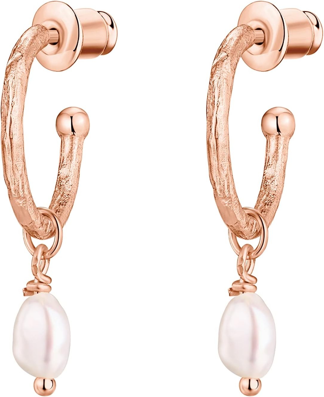 image:imagePAVOI 14K Gold Plated 925 Sterling Silver Post Huggie With Dangle Butterfly Evil Eye Hamsa Pearl Hoop Earring For Women Trendy Dangle Hoop EarringsRose Gold