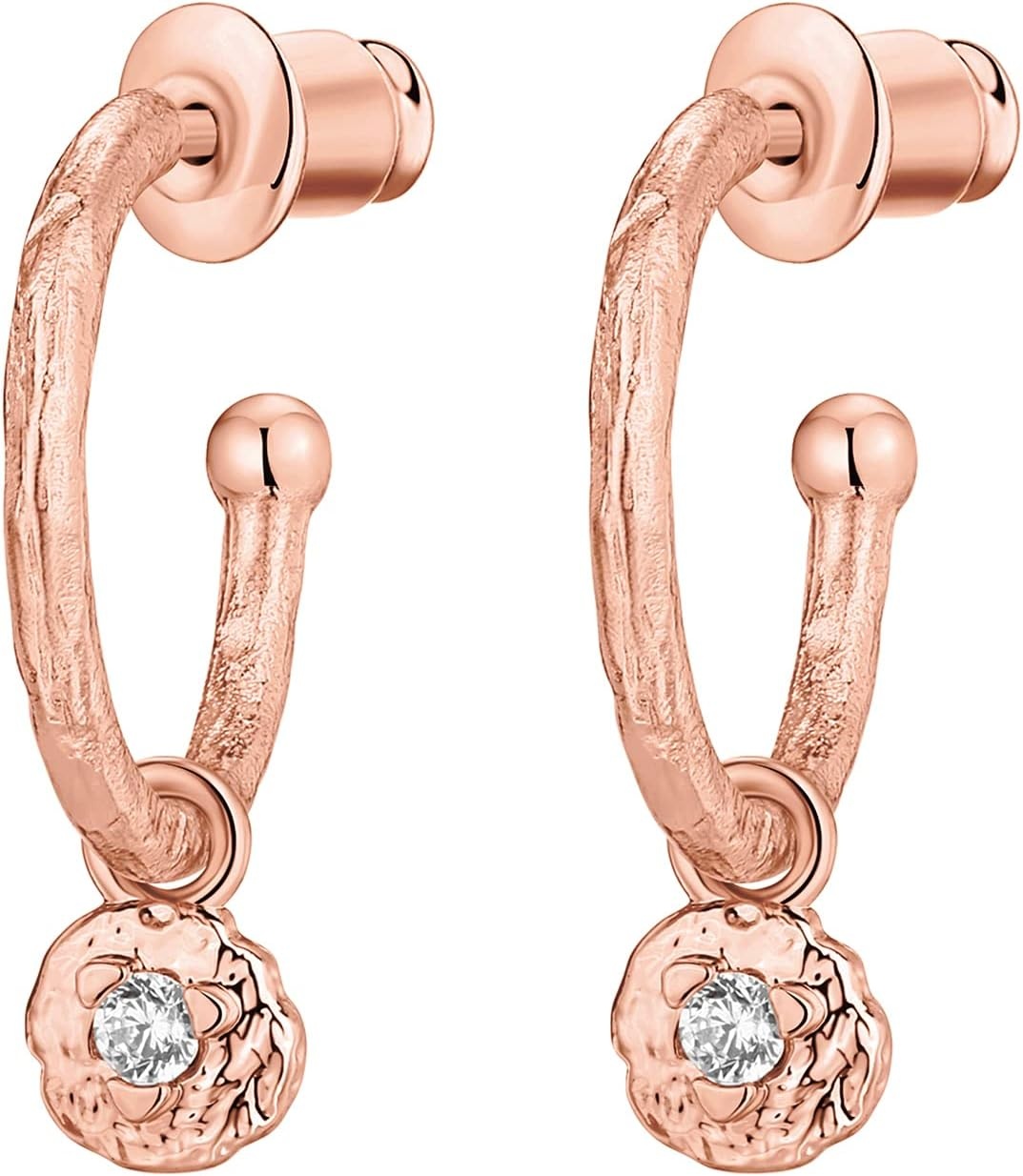 image:imagePAVOI 14K Gold Plated 925 Sterling Silver Post Huggie With Dangle Butterfly Evil Eye Hamsa Pearl Hoop Earring For Women Trendy Dangle Hoop EarringsRose Gold
