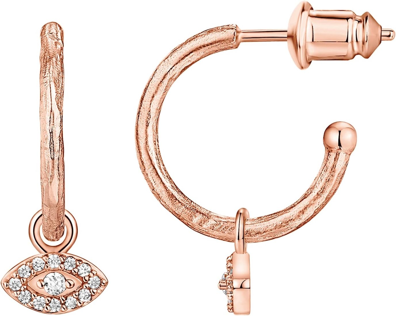image:imagePAVOI 14K Gold Plated 925 Sterling Silver Post Huggie With Dangle Butterfly Evil Eye Hamsa Pearl Hoop Earring For Women Trendy Dangle Hoop EarringsRose Gold