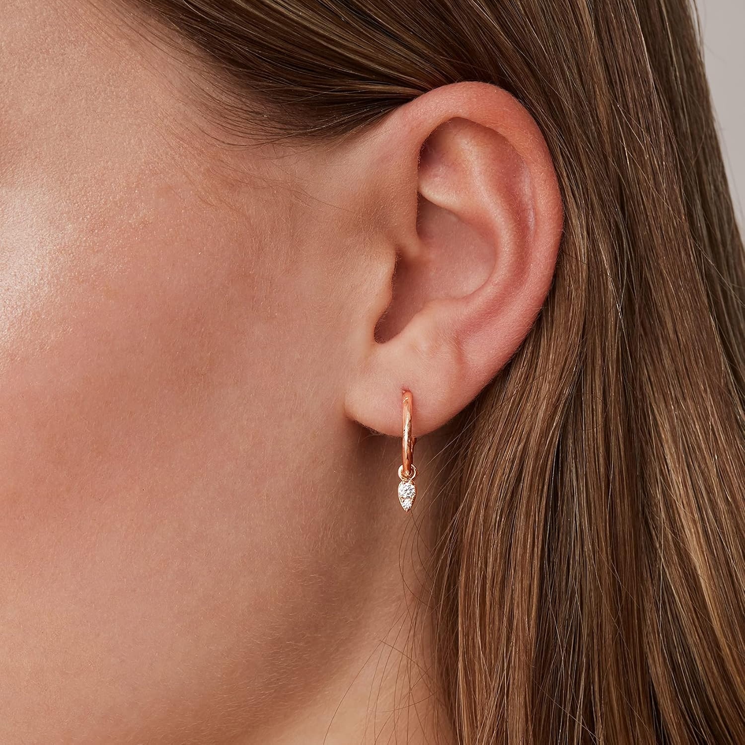 image:imagePAVOI 14K Gold Plated 925 Sterling Silver Post Huggie With Dangle Butterfly Evil Eye Hamsa Pearl Hoop Earring For Women Trendy Dangle Hoop EarringsRose Gold