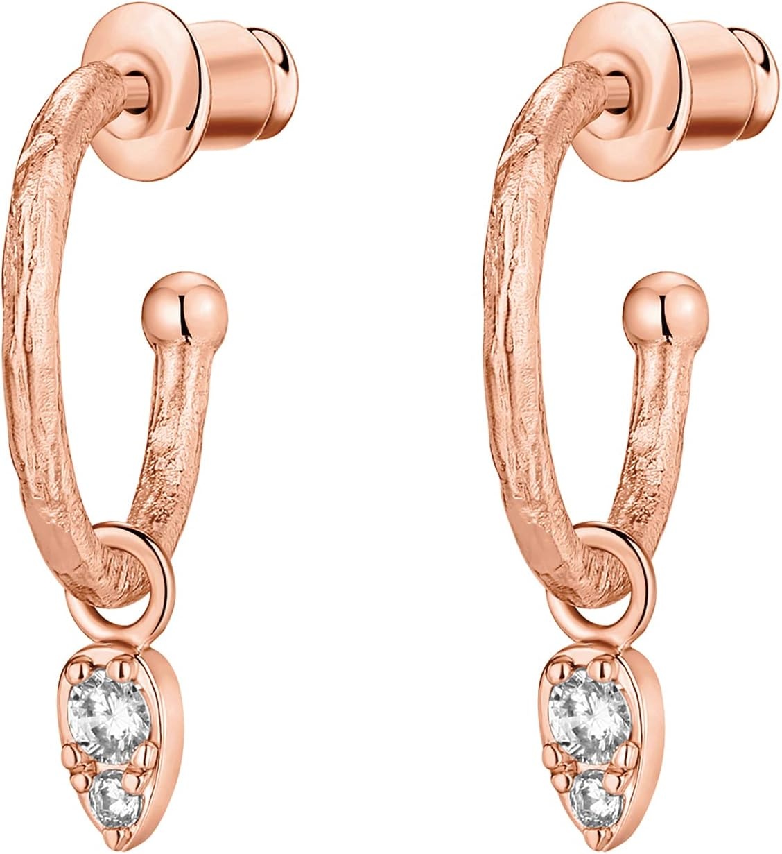 image:imagePAVOI 14K Gold Plated 925 Sterling Silver Post Huggie With Dangle Butterfly Evil Eye Hamsa Pearl Hoop Earring For Women Trendy Dangle Hoop EarringsRose Gold