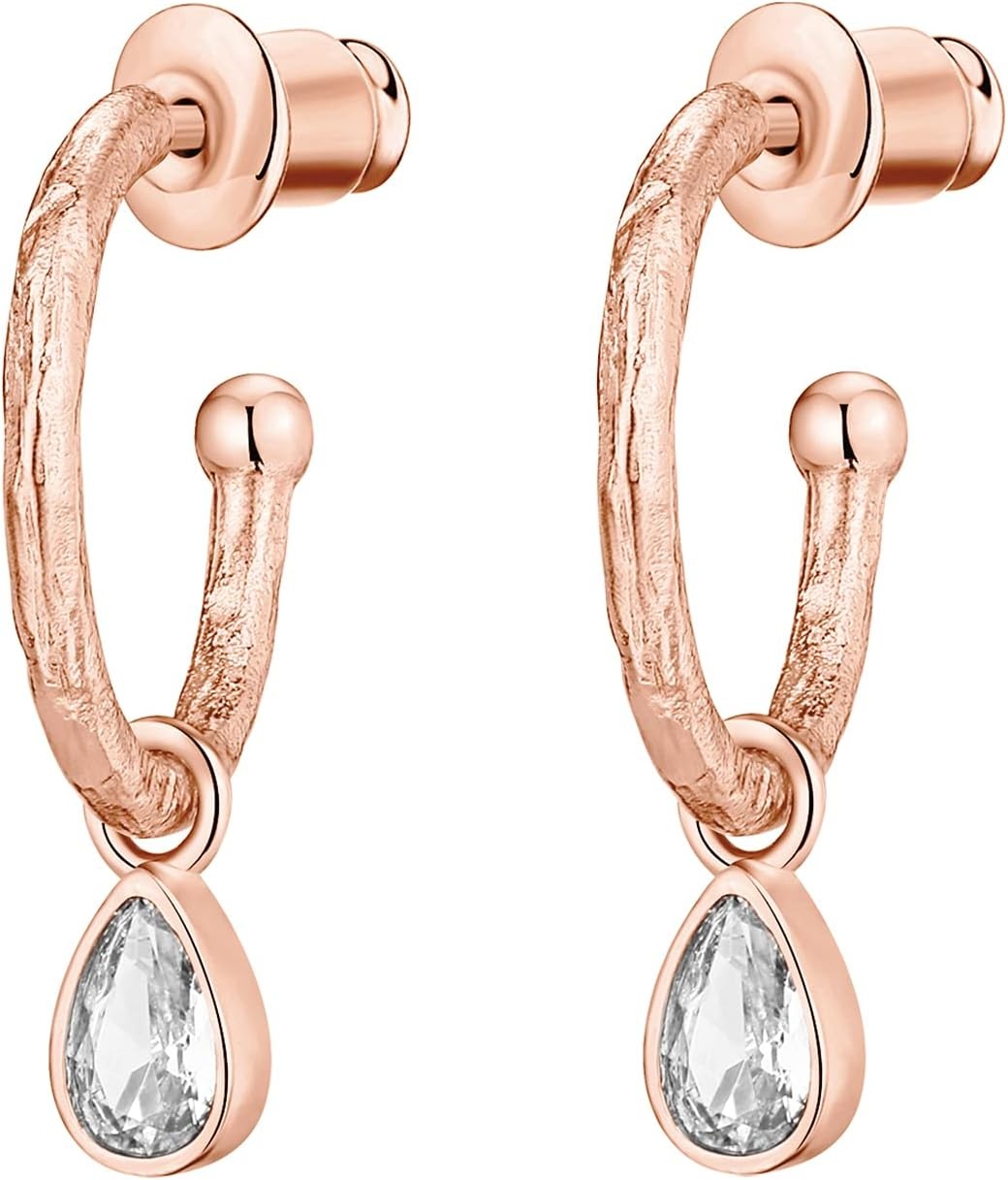 image:imagePAVOI 14K Gold Plated 925 Sterling Silver Post Huggie With Dangle Butterfly Evil Eye Hamsa Pearl Hoop Earring For Women Trendy Dangle Hoop EarringsRose Gold