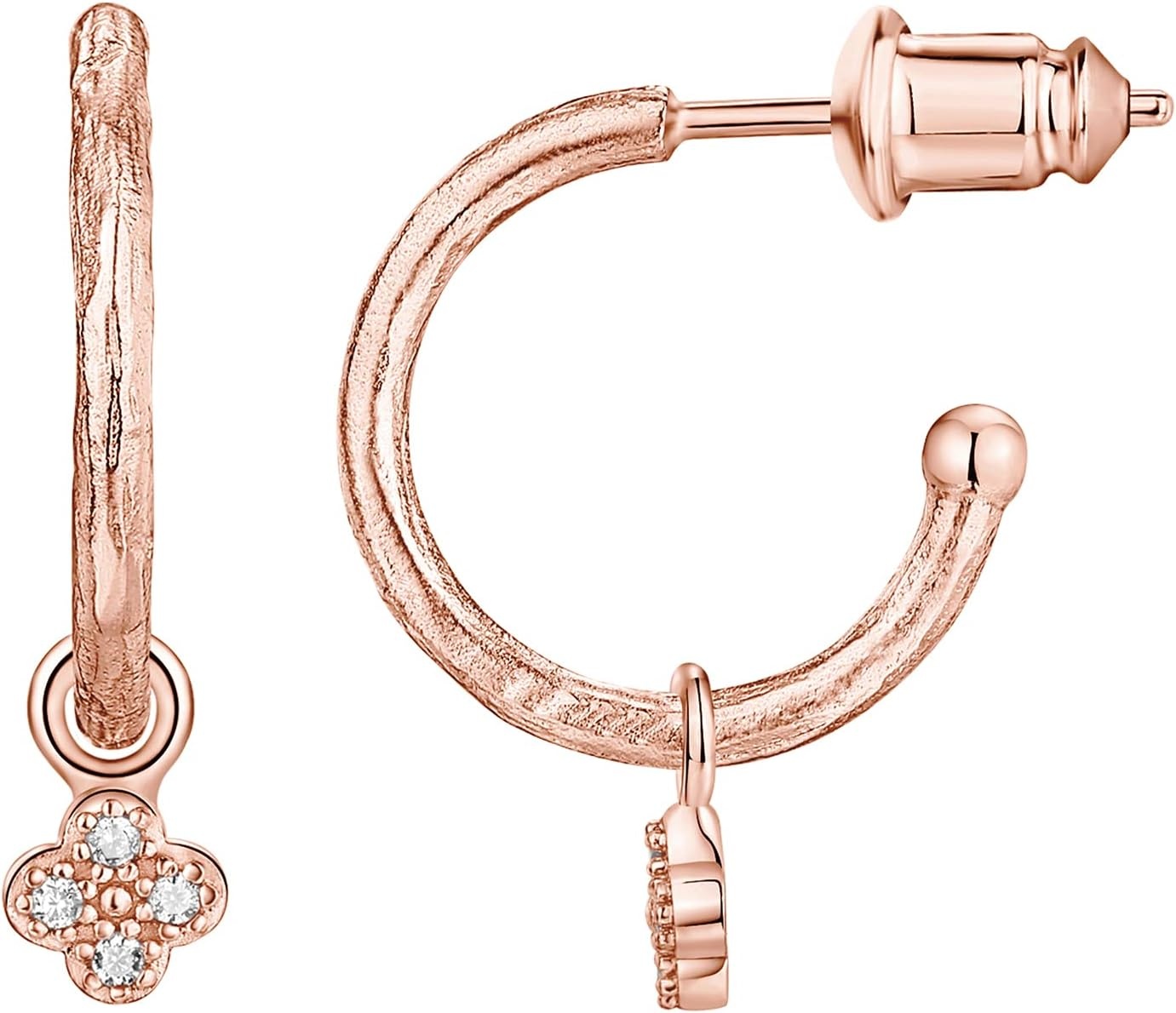image:imagePAVOI 14K Gold Plated 925 Sterling Silver Post Huggie With Dangle Butterfly Evil Eye Hamsa Pearl Hoop Earring For Women Trendy Dangle Hoop EarringsRose Gold