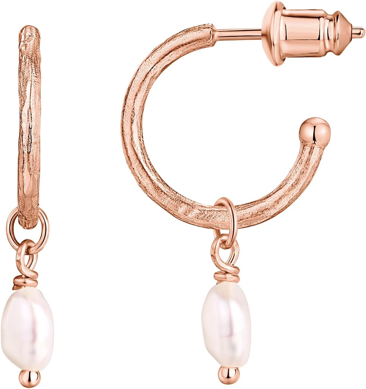 image:imagePAVOI 14K Gold Plated 925 Sterling Silver Post Huggie With Dangle Butterfly Evil Eye Hamsa Pearl Hoop Earring For Women Trendy Dangle Hoop EarringsRose Gold