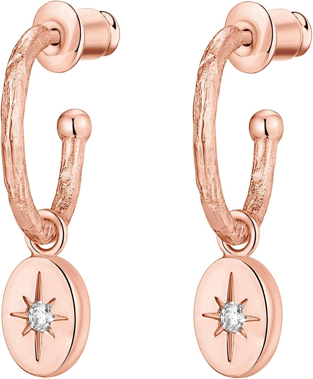 image:imagePAVOI 14K Gold Plated 925 Sterling Silver Post Huggie With Dangle Butterfly Evil Eye Hamsa Pearl Hoop Earring For Women Trendy Dangle Hoop EarringsRose Gold
