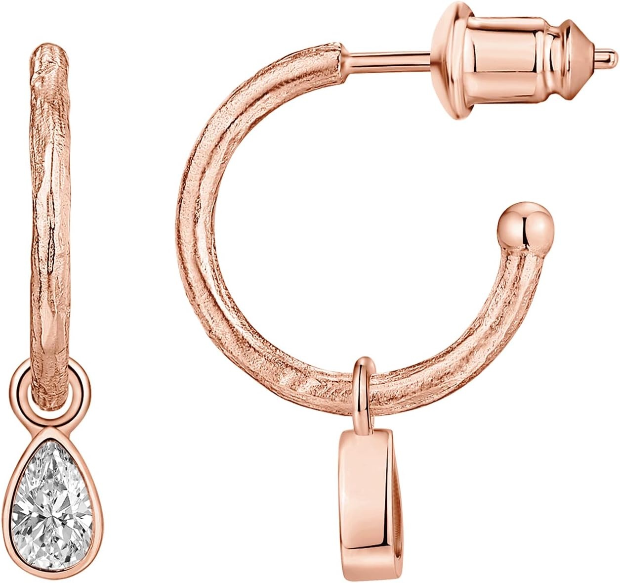 image:imagePAVOI 14K Gold Plated 925 Sterling Silver Post Huggie With Dangle Butterfly Evil Eye Hamsa Pearl Hoop Earring For Women Trendy Dangle Hoop EarringsRose Gold