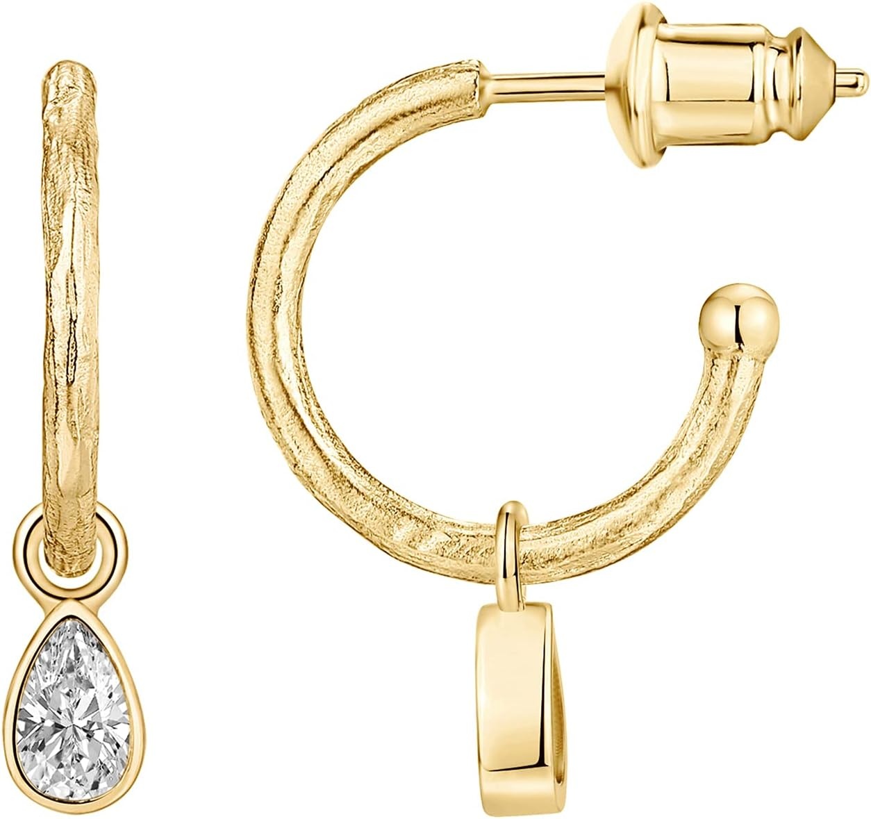 image:imagePAVOI 14K Gold Plated 925 Sterling Silver Post Huggie With Dangle Butterfly Evil Eye Hamsa Pearl Hoop Earring For Women Trendy Dangle Hoop EarringsYellow Gold
