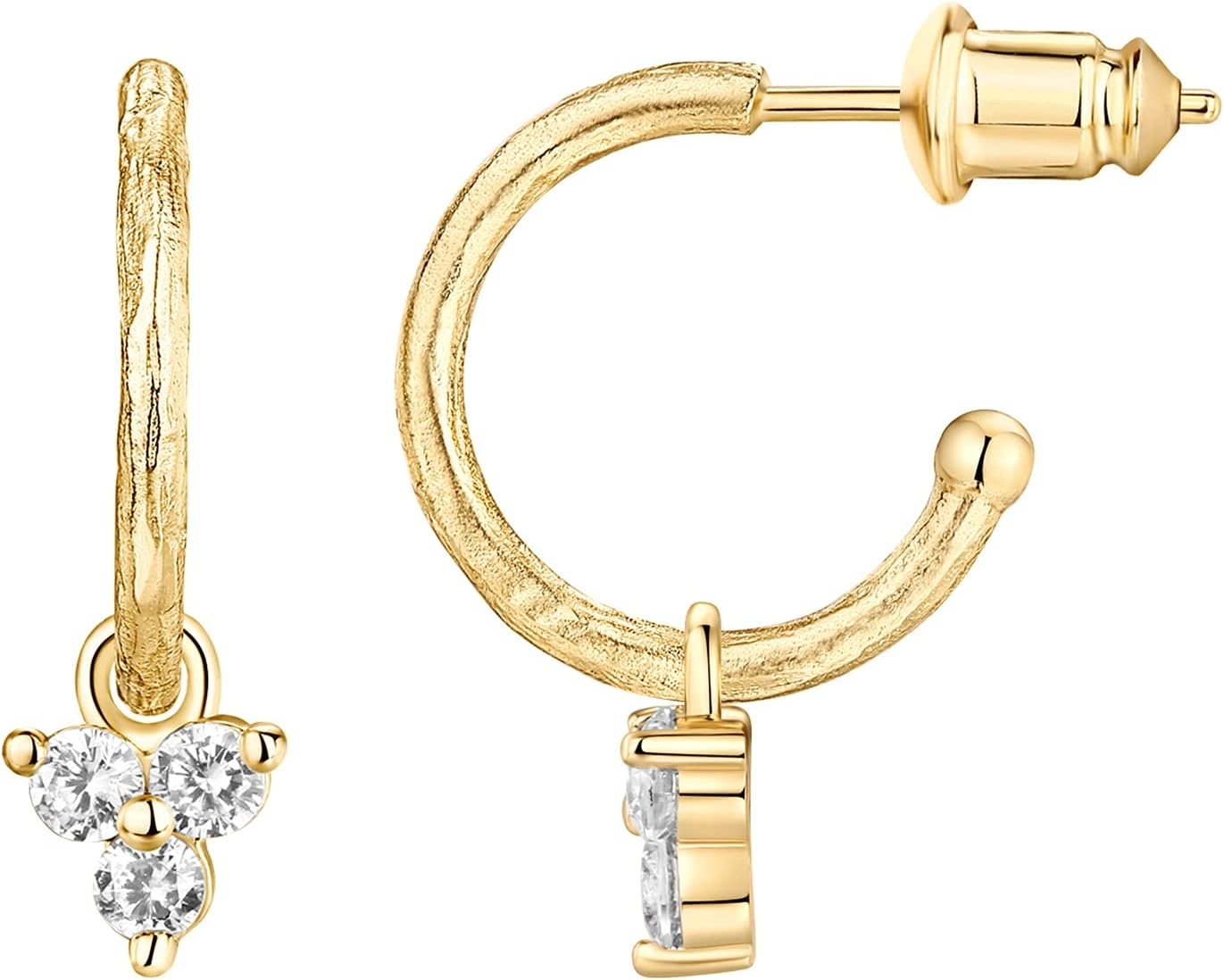 image:imagePAVOI 14K Gold Plated 925 Sterling Silver Post Huggie With Dangle Butterfly Evil Eye Hamsa Pearl Hoop Earring For Women Trendy Dangle Hoop EarringsYellow Gold