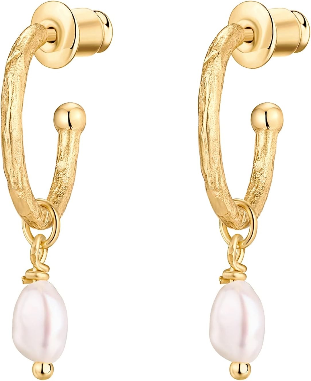 image:imagePAVOI 14K Gold Plated 925 Sterling Silver Post Huggie With Dangle Butterfly Evil Eye Hamsa Pearl Hoop Earring For Women Trendy Dangle Hoop EarringsYellow Gold