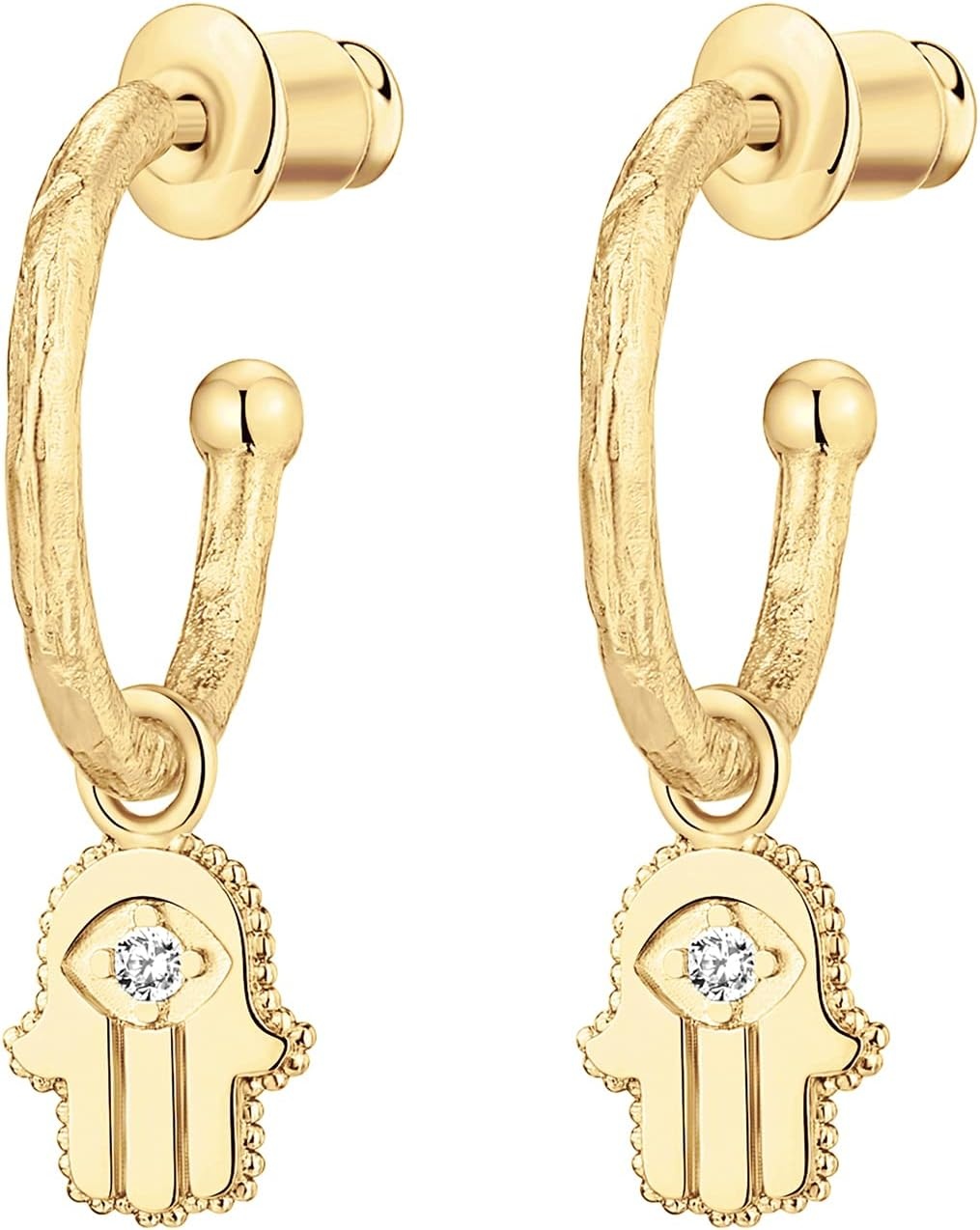 image:imagePAVOI 14K Gold Plated 925 Sterling Silver Post Huggie With Dangle Butterfly Evil Eye Hamsa Pearl Hoop Earring For Women Trendy Dangle Hoop EarringsYellow Gold