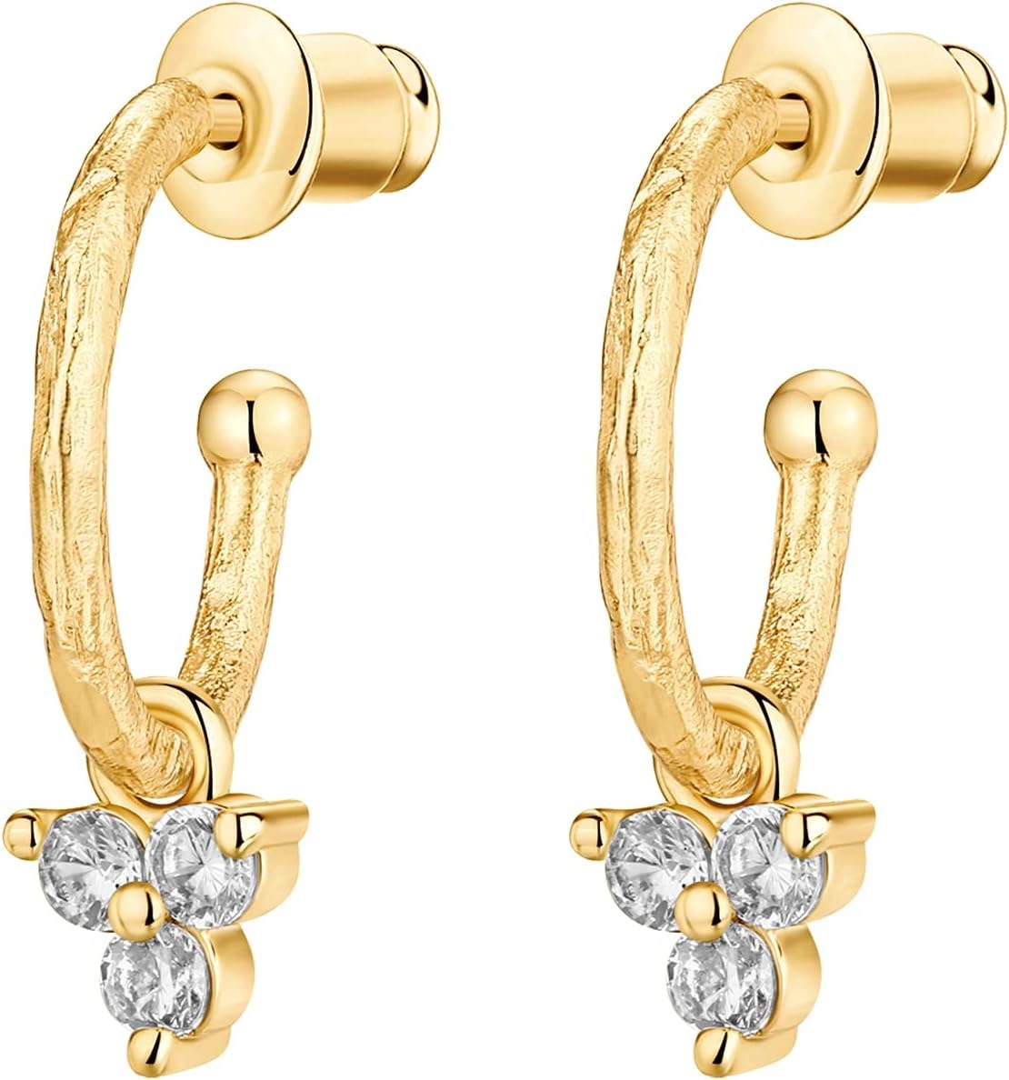 image:imagePAVOI 14K Gold Plated 925 Sterling Silver Post Huggie With Dangle Butterfly Evil Eye Hamsa Pearl Hoop Earring For Women Trendy Dangle Hoop EarringsYellow Gold