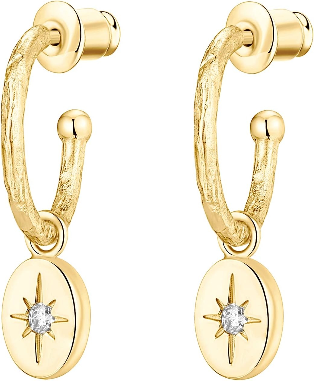 image:imagePAVOI 14K Gold Plated 925 Sterling Silver Post Huggie With Dangle Butterfly Evil Eye Hamsa Pearl Hoop Earring For Women Trendy Dangle Hoop EarringsYellow Gold