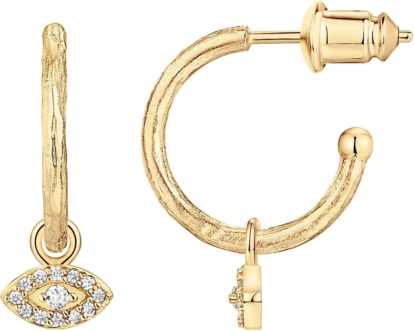 image:imagePAVOI 14K Gold Plated 925 Sterling Silver Post Huggie With Dangle Butterfly Evil Eye Hamsa Pearl Hoop Earring For Women Trendy Dangle Hoop EarringsYellow Gold