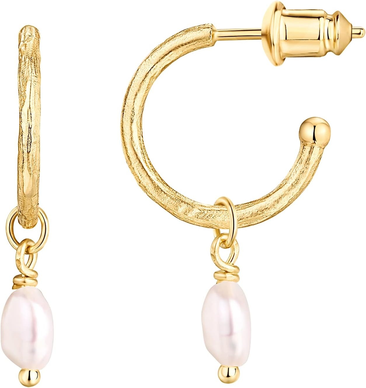 image:imagePAVOI 14K Gold Plated 925 Sterling Silver Post Huggie With Dangle Butterfly Evil Eye Hamsa Pearl Hoop Earring For Women Trendy Dangle Hoop EarringsYellow Gold