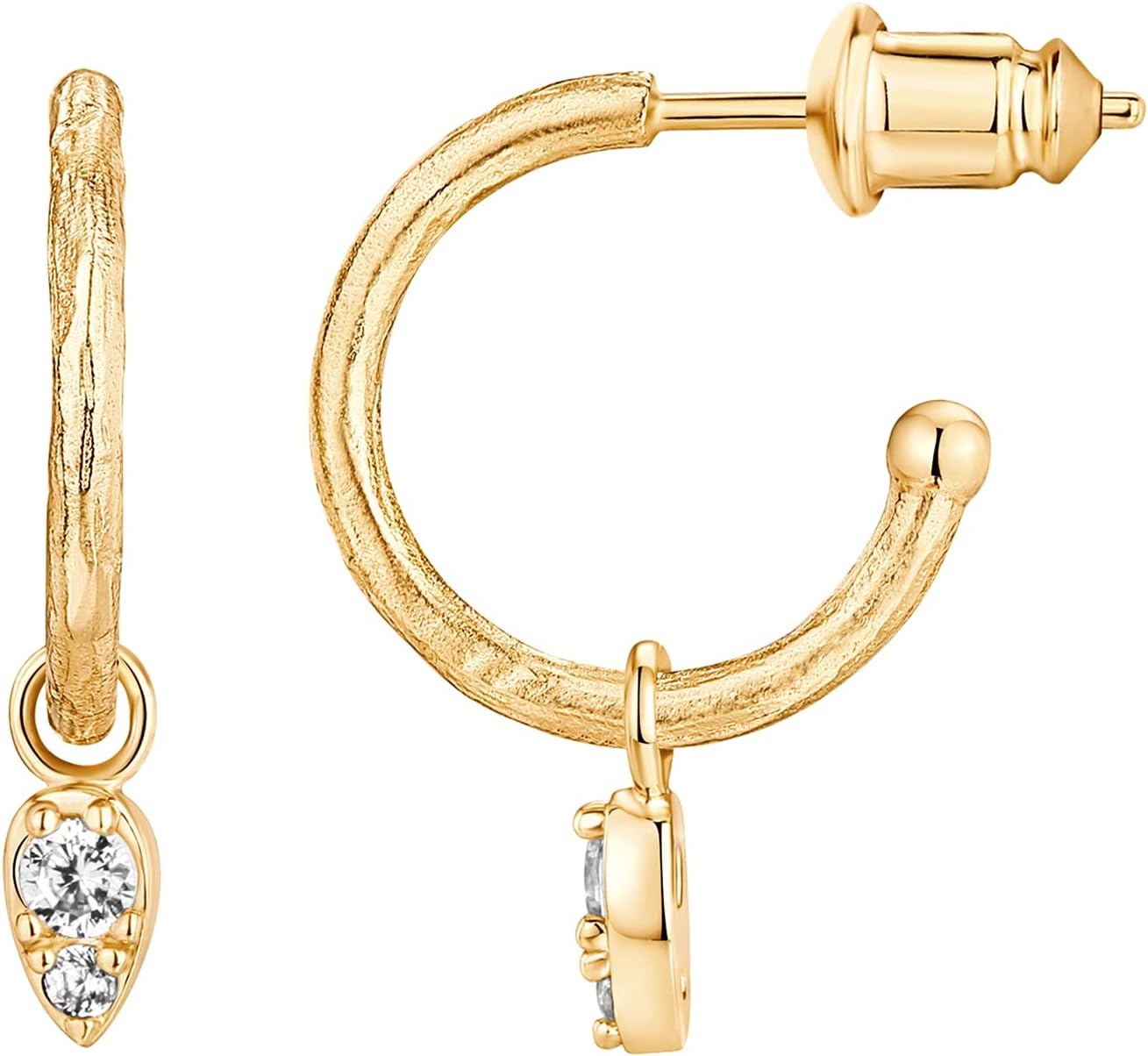 image:imagePAVOI 14K Gold Plated 925 Sterling Silver Post Huggie With Dangle Butterfly Evil Eye Hamsa Pearl Hoop Earring For Women Trendy Dangle Hoop EarringsYellow Gold
