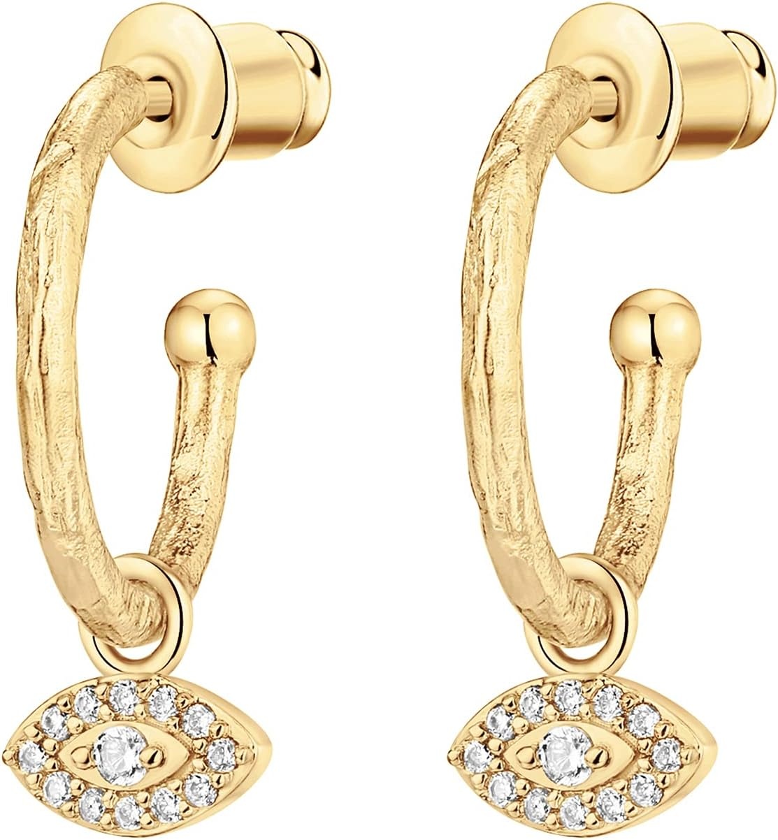 image:imagePAVOI 14K Gold Plated 925 Sterling Silver Post Huggie With Dangle Butterfly Evil Eye Hamsa Pearl Hoop Earring For Women Trendy Dangle Hoop EarringsYellow Gold