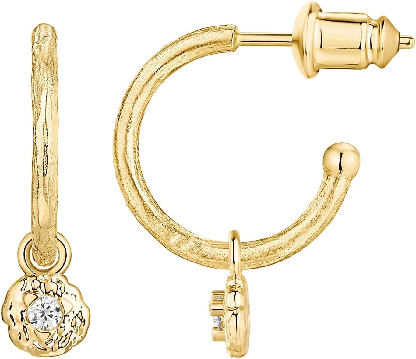 image:imagePAVOI 14K Gold Plated 925 Sterling Silver Post Huggie With Dangle Butterfly Evil Eye Hamsa Pearl Hoop Earring For Women Trendy Dangle Hoop EarringsYellow Gold