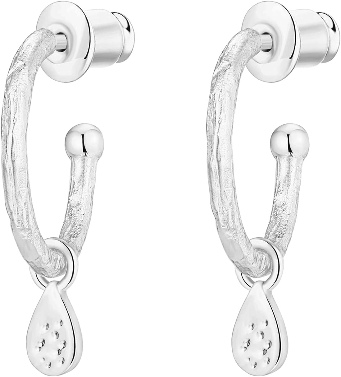 image:imagePAVOI 14K Gold Plated 925 Sterling Silver Post Huggie With Dangle Small Hoop Earrings For Women Trendy Dangle Hoop EarringsWhite Gold