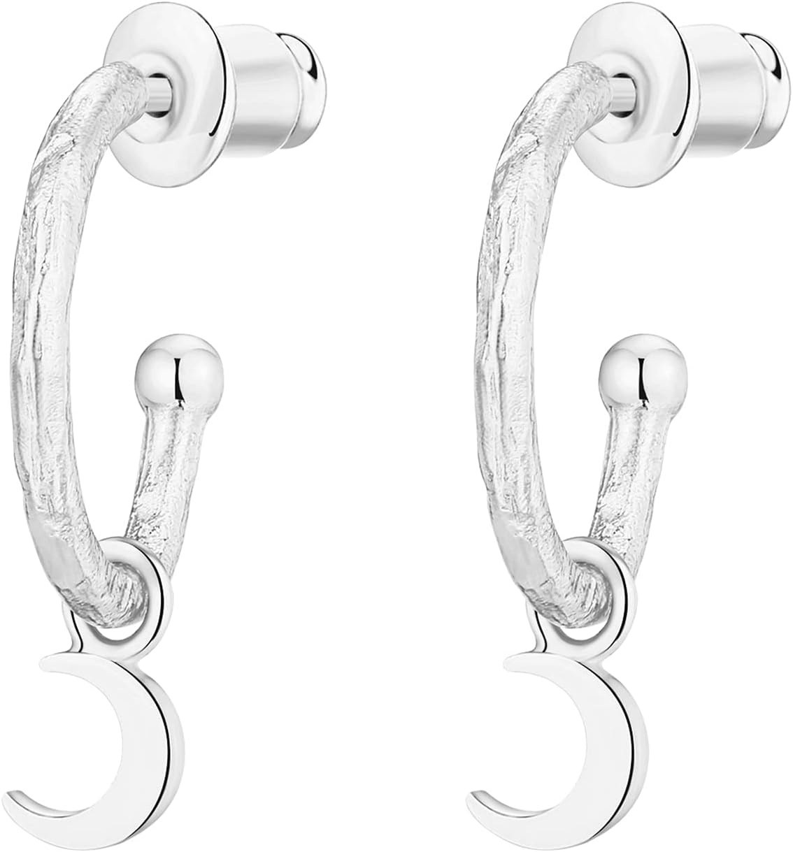 image:imagePAVOI 14K Gold Plated 925 Sterling Silver Post Huggie With Dangle Small Hoop Earrings For Women Trendy Dangle Hoop EarringsWhite Gold