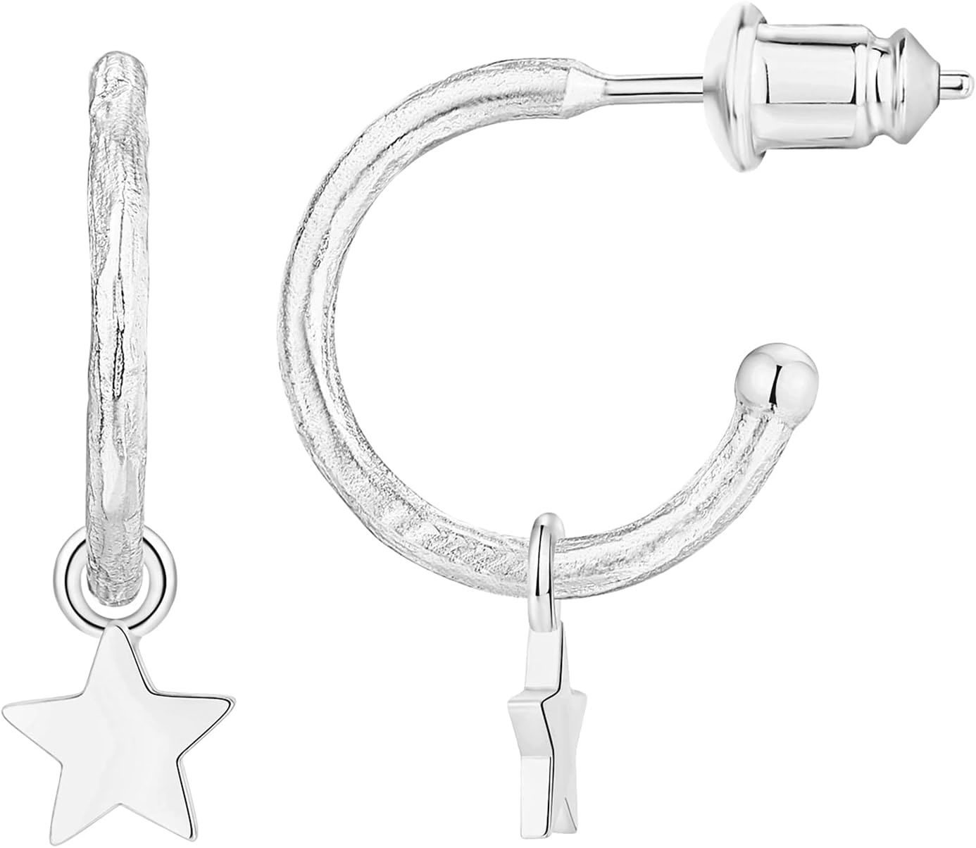 image:imagePAVOI 14K Gold Plated 925 Sterling Silver Post Huggie With Dangle Small Hoop Earrings For Women Trendy Dangle Hoop EarringsWhite Gold