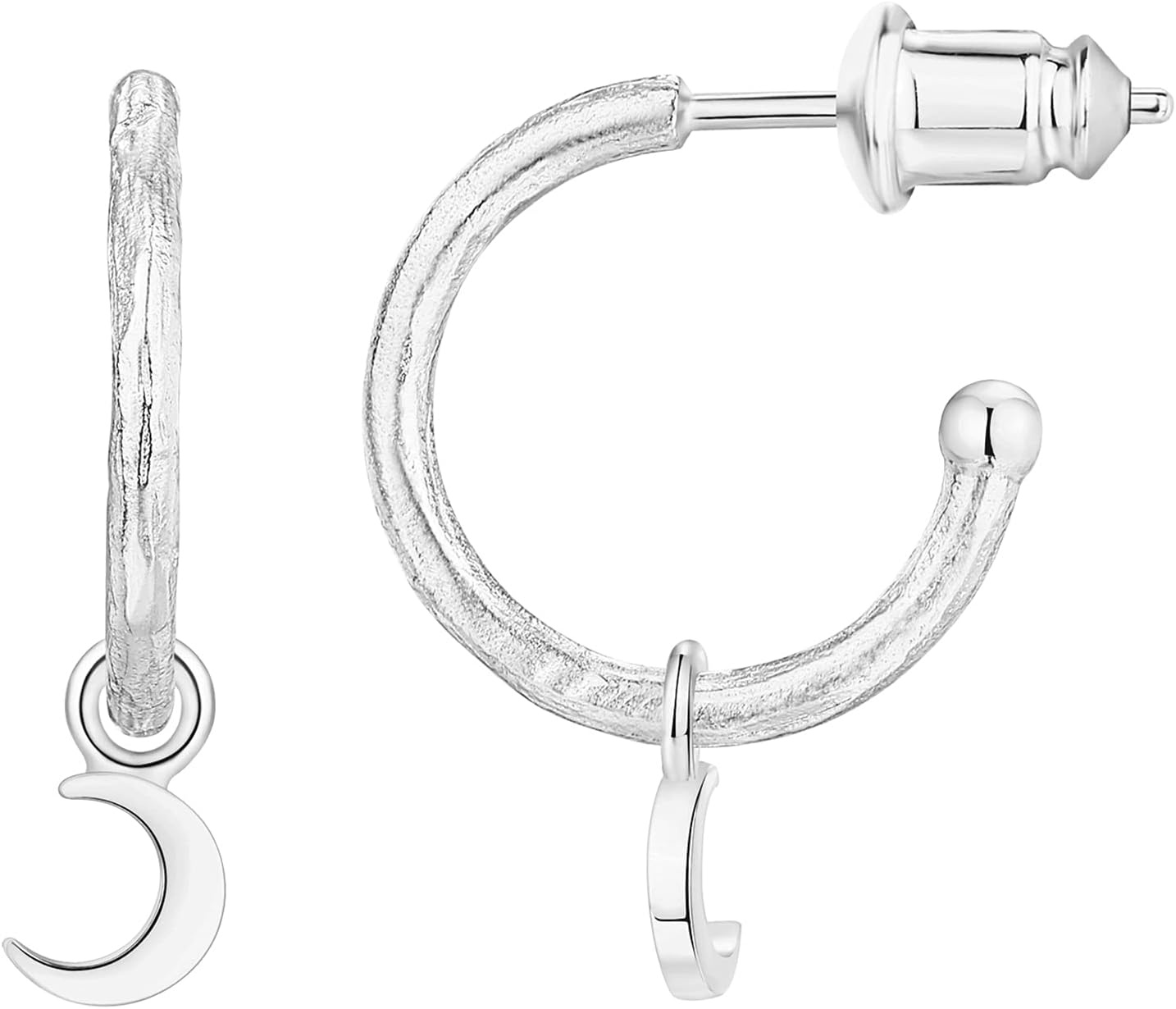 image:imagePAVOI 14K Gold Plated 925 Sterling Silver Post Huggie With Dangle Small Hoop Earrings For Women Trendy Dangle Hoop EarringsWhite Gold