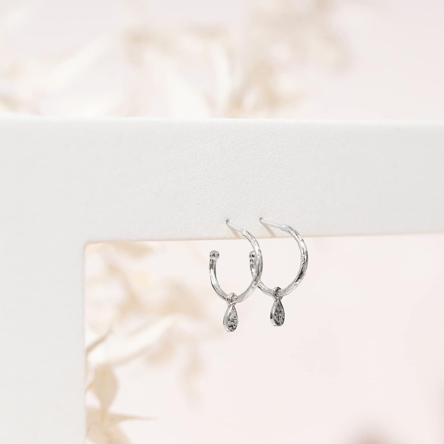 image:imagePAVOI 14K Gold Plated 925 Sterling Silver Post Huggie With Dangle Small Hoop Earrings For Women Trendy Dangle Hoop EarringsWhite Gold
