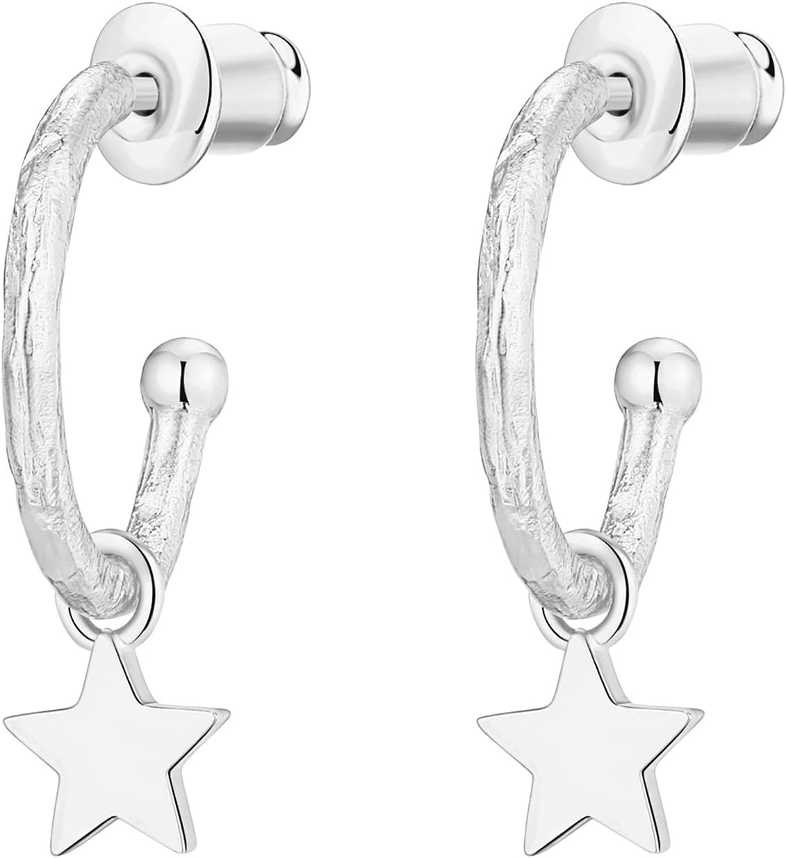 image:imagePAVOI 14K Gold Plated 925 Sterling Silver Post Huggie With Dangle Small Hoop Earrings For Women Trendy Dangle Hoop EarringsWhite Gold