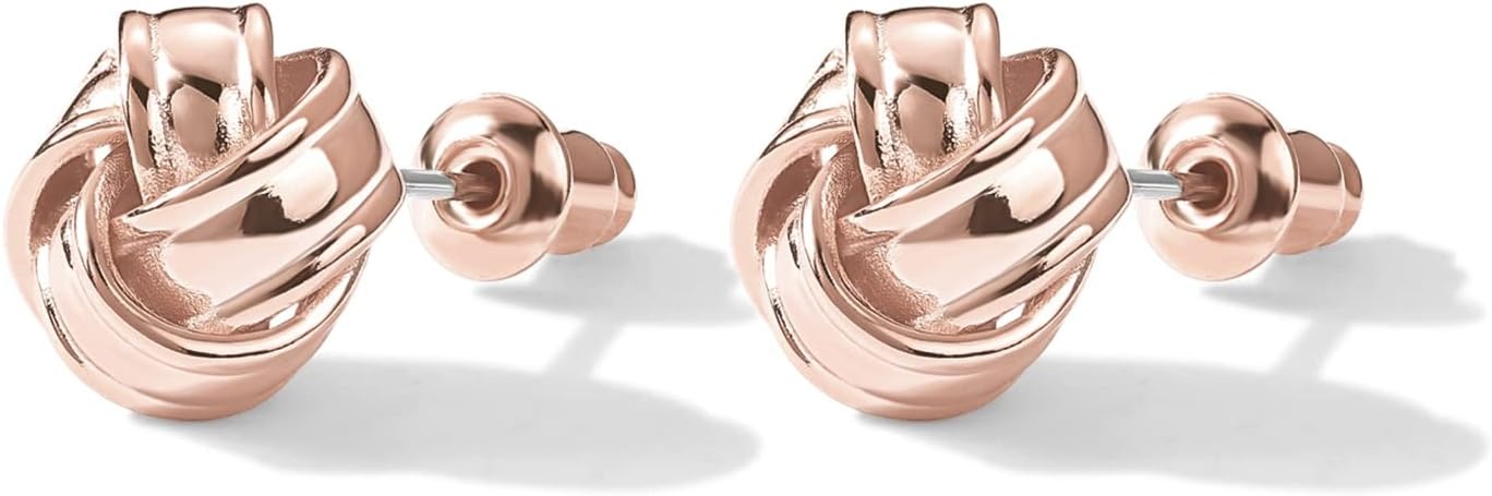 image:imagePAVOI 14K Gold Plated 925 Sterling Silver Post Love Knot Stud Earrings Gold Earrings for WomenRose Gold