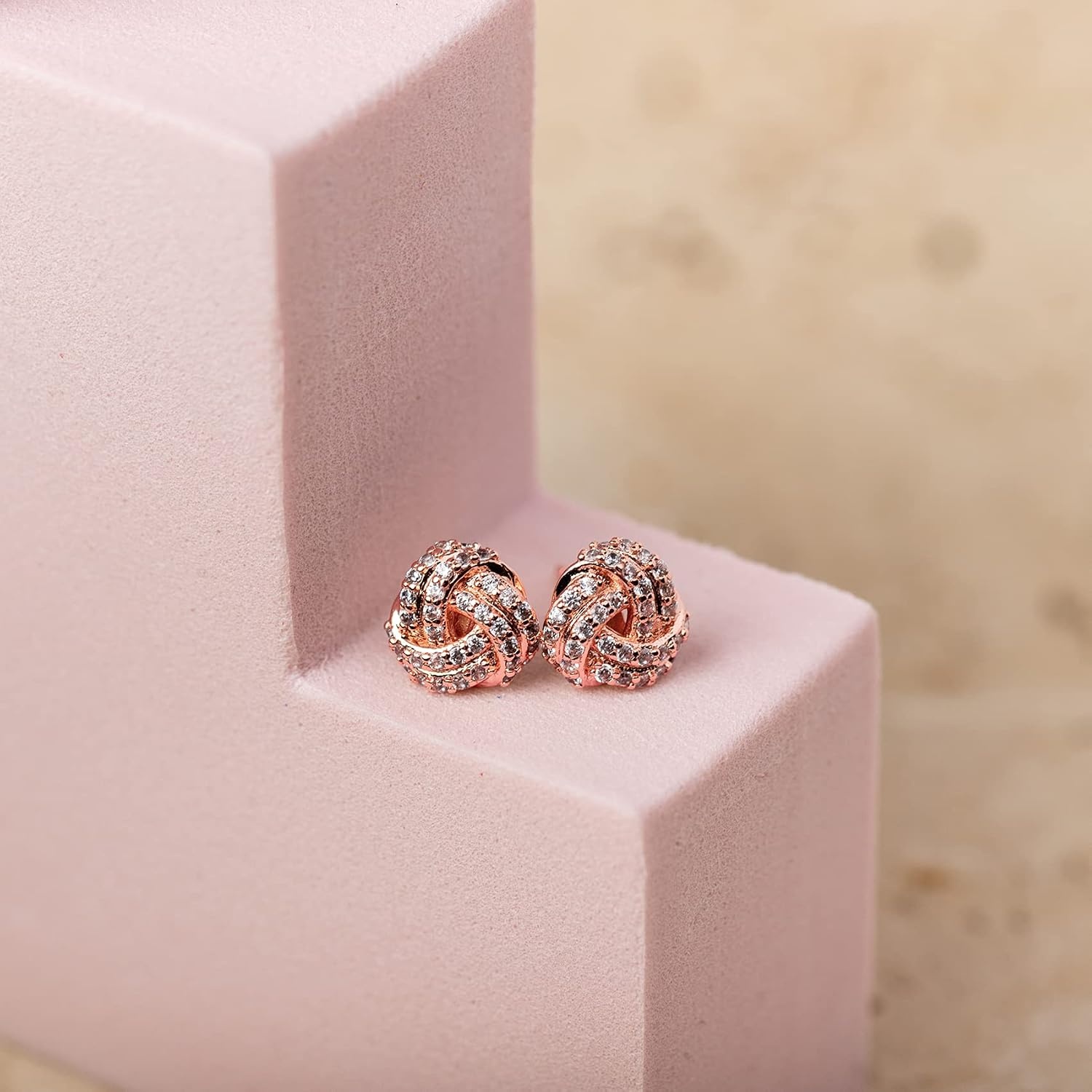 image:imagePAVOI 14K Gold Plated 925 Sterling Silver Post Love Knot Stud Earrings Gold Earrings for WomenRose Gold